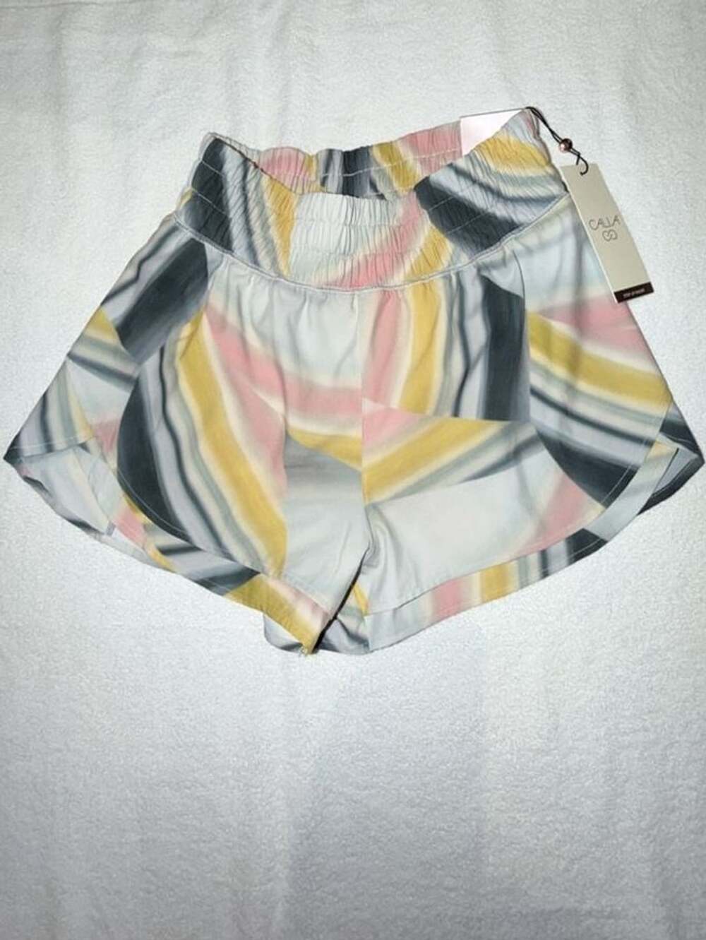 CALIA Step Up Short Size XS Sediment Stripe Green High Rise